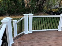 <b>TimberTech Pro Legacy Collection Sapele Decking with Mocha Feature Board and White TimberTech Permier Handrail</b>